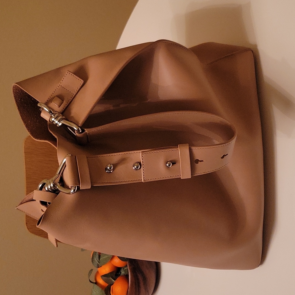 AllSaints Captain Leather North South Tote Bag, nude pink